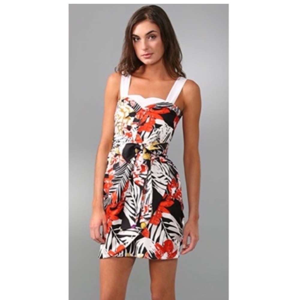 See by Chloé | Orange/ White Safari Belted Heart Mid-Length Cocktail Dress